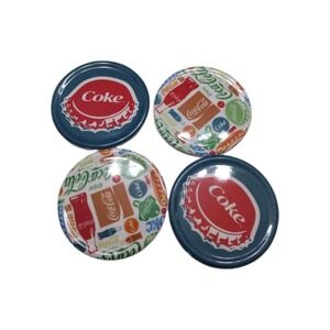 Vintage Plastic Coca Cola Coasters Set 2 Designs By Gibson 4"